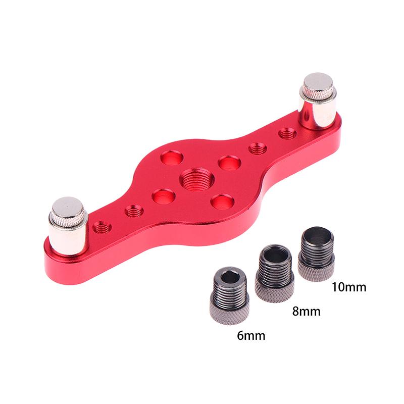 6/8/10mm Alloy Vertical Hole Jig Wood Dowel Hole Drilling Guide Jig Drill Bit Kit Woodworking Drilling Locator Hole Puncher