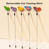 Juguete telescópico con forma de palo para gatos, con cascabel, interactivo y retráctil, con forma de mariposa, divertido juguete para gatos de interior