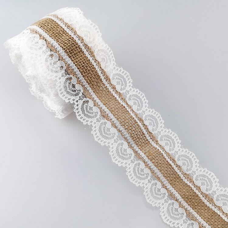

White Lace Burlap Roll Ribbon - Jewelry & Clothing Accessories (5m/10m)