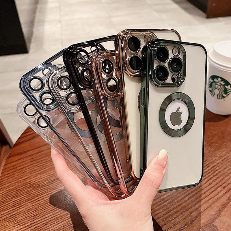 Glass Phone Camera Lens Protection Case For iPhone 13 15 14 12 11 Pro Max 8 Plus X XS XR With Logo Hole Plating Protector Cover