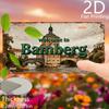 2D Flat,Vintage Aluminum Plaque, Decorative Plaque and Ornament, Bamberg, Vintage City Decor, Vintage Architectural Art