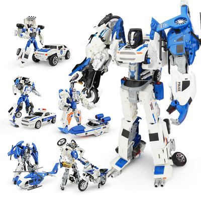KAZI Alloy Deformation Toy Sea, Land and Air City Police 5 In 1 Model Alloy Robot Boy Toy