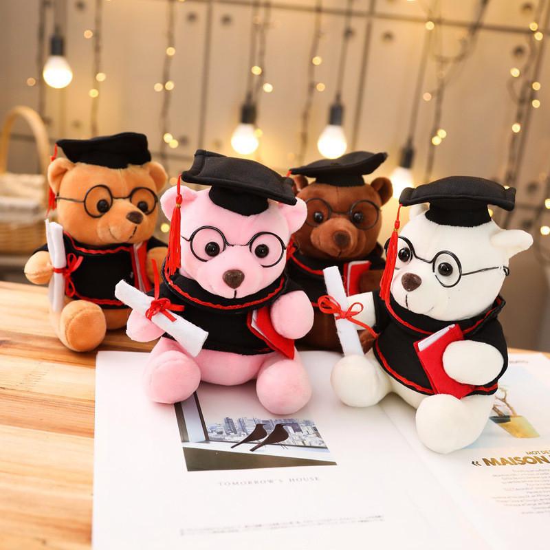 Cute Teddy Bear Plush Toy With Doctor Cap Graduation Doll Gift