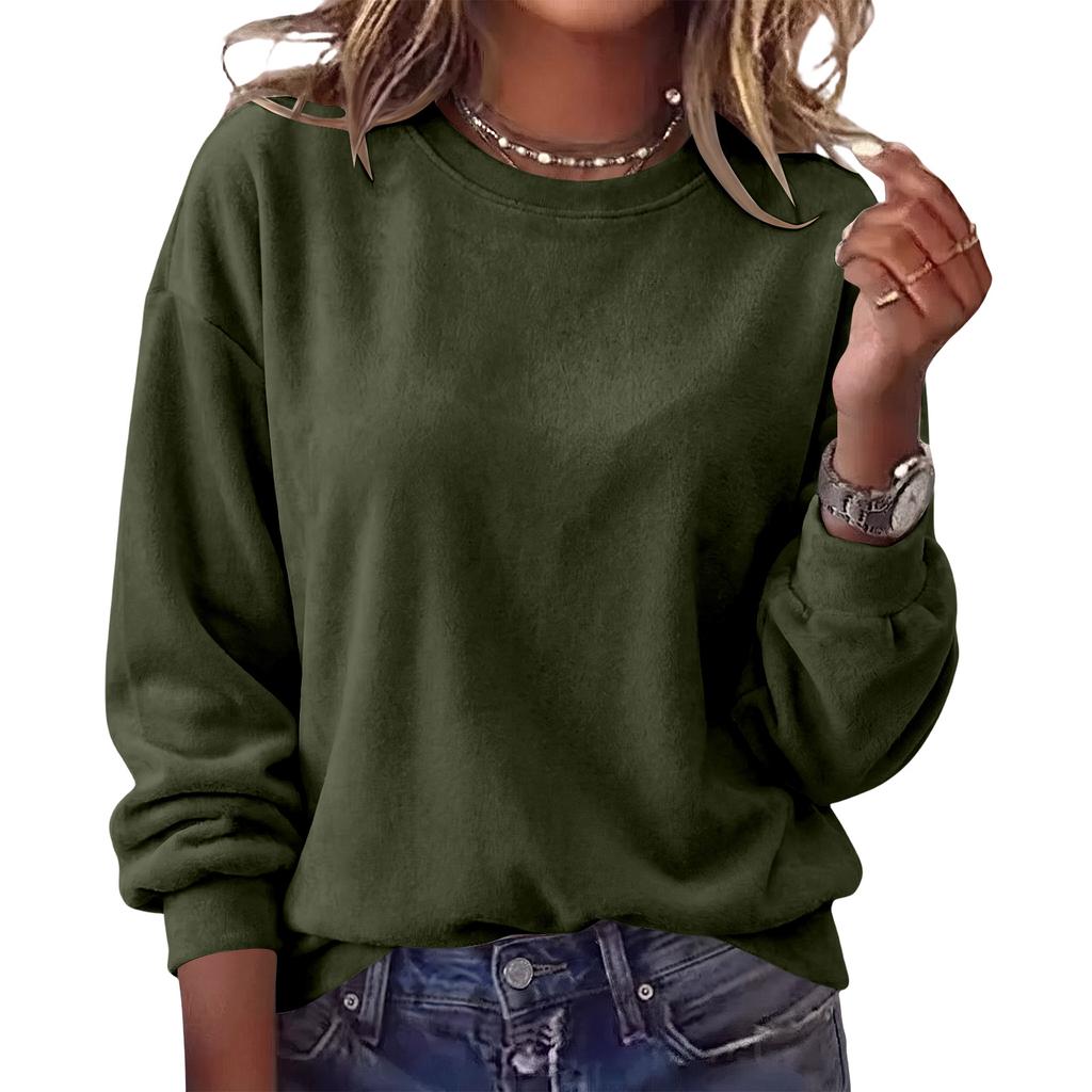 Women's Fashion Color Neck Long Sleeve Sweatshirt for Casual Daily Wear