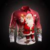 Men's 3D Santa Claus Print Long-Sleeve Casual Shirt