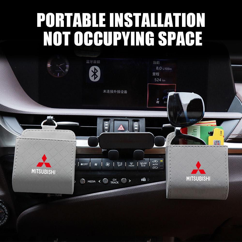Car Storage Bag Air Vent Dashboard Tidy Hanging Leather Organizer Box accessories For Mitsubishi Asx Outlander Eclipse Xpander