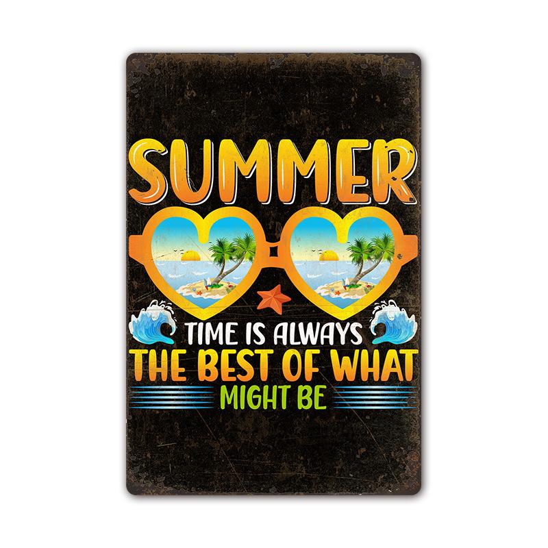 Vintage Tin Art of Summer Beach Scenes: Ideal Wall Murals for American Bar Backdrops and Home Decor