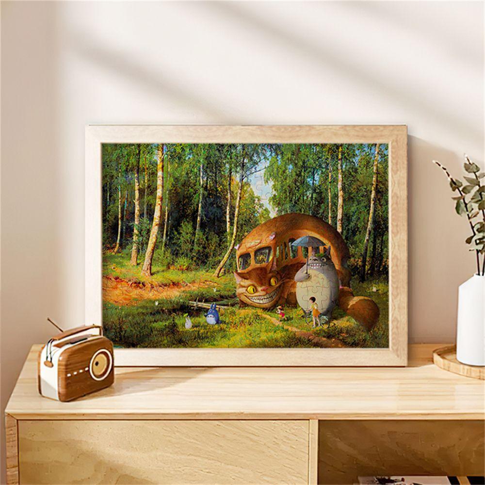 Studio Ghibli Totoro Drewniana Układanka Urocza Ozdoba&Drewniana Układanka Totoro Z Ramką DIY Dekoracja Biurka