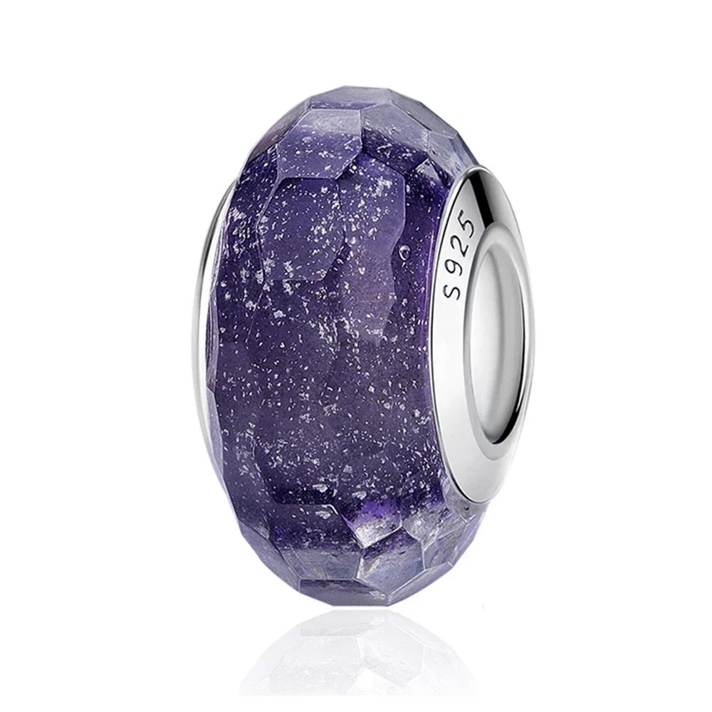 Copper Pink Flower Murano Glass Beads Charm Fit Original Bracelet Necklace Faceted Murano Diy Women Luxury Jewelry