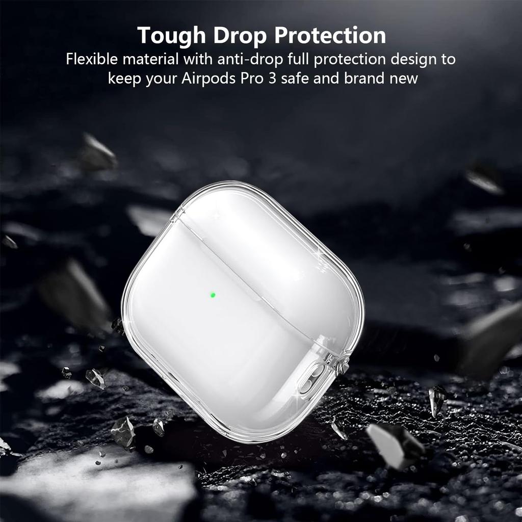 New For Airpods Pro 3 Clear Case Shockproof Protective Case with Keychain&Cleaning Pen Case Cover for AirPods Pro 3rd Generation