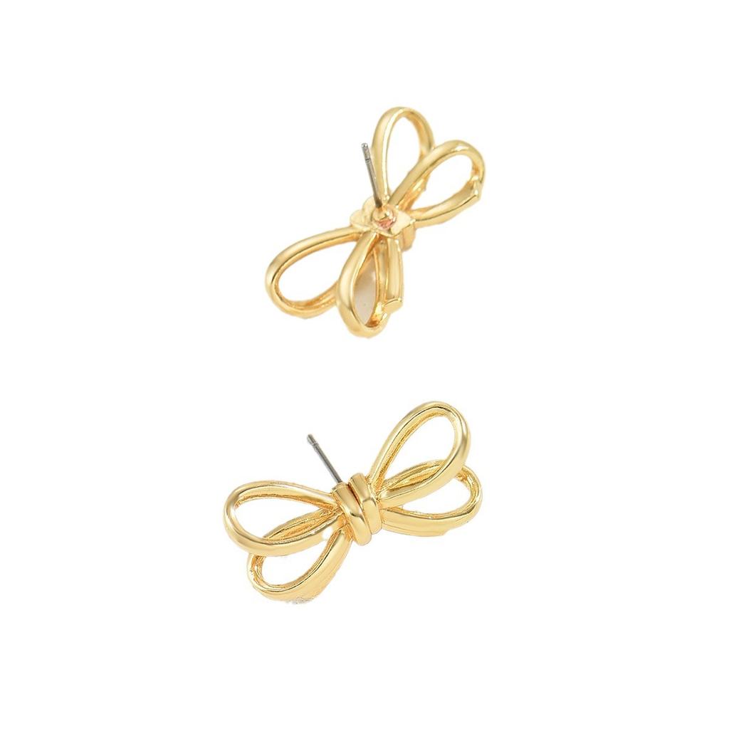 Sweet Korean Version Korean Bow Earrings Personalized Hollow Multi-layer 18K Gold Stud Earrings Versatile Internet Celebrity Earrings