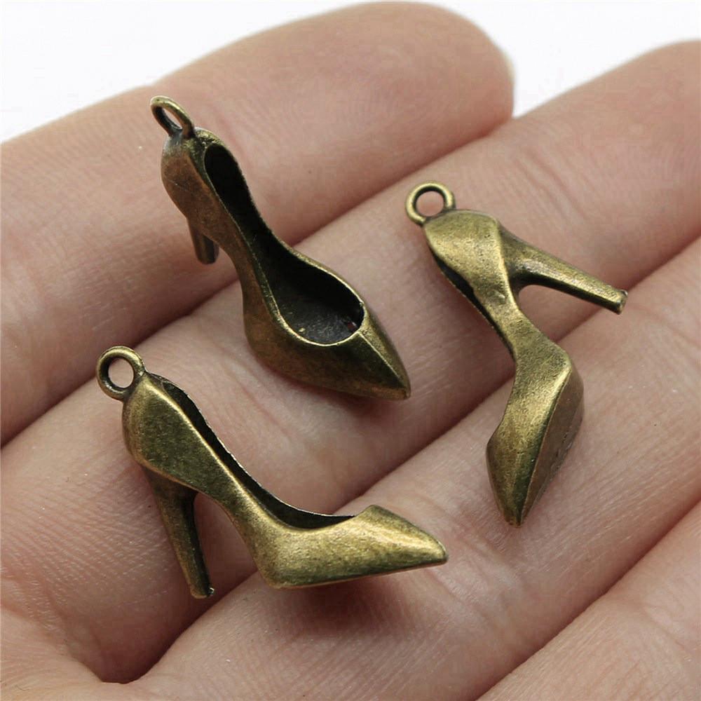 Shoes High Heel Fashion Charm Antique Bronze Zinc Alloy Jewelry Making Supplies for Women Earring Charms Handmade