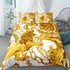 Hand Painting Lion Golden Bedding Set King Queen Double Full Twin Single Size Bed Linen Set