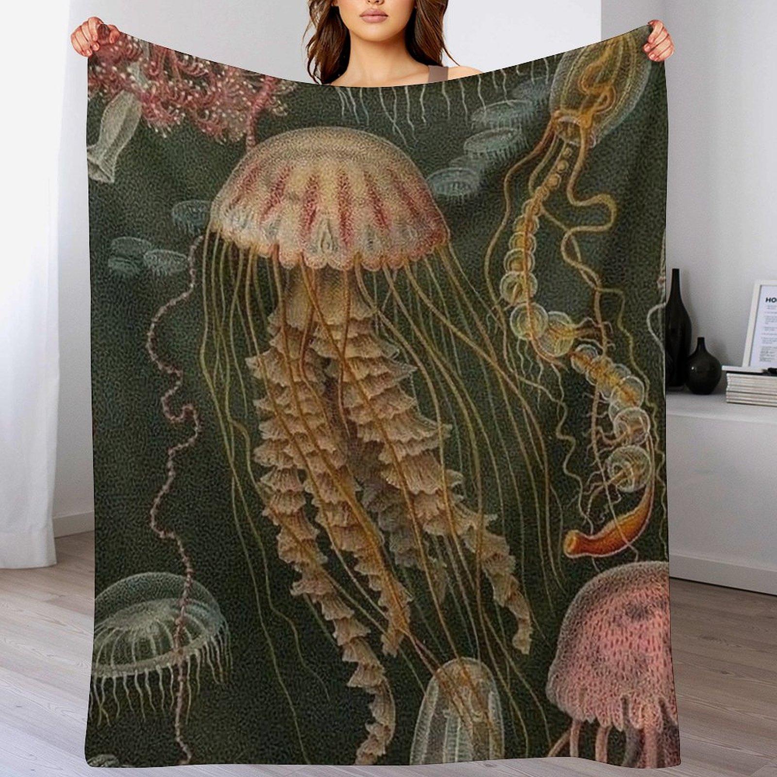 

Dark Jellyfish Poster Throw Blanket Ultra Soft Flannel Fleece Blanket for All Seasons 102x76cm(40x30in)