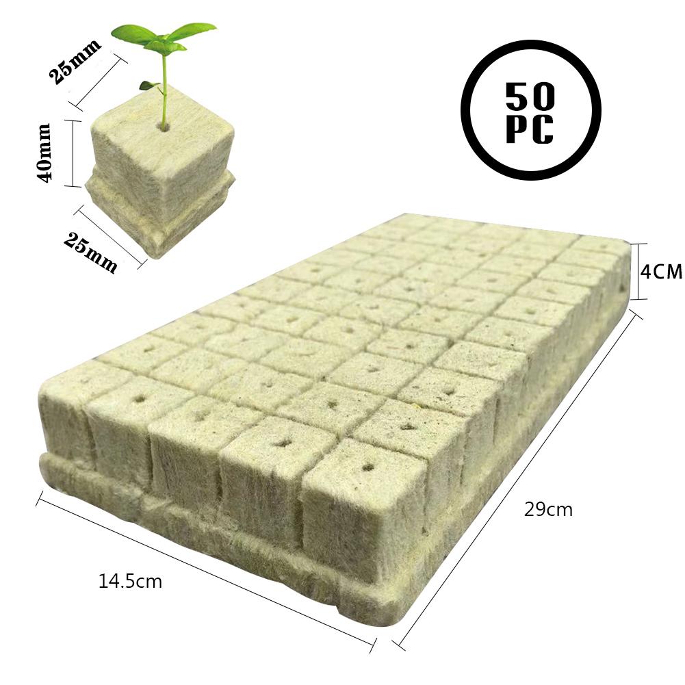 100PCS/50PCS 40mm/30mm Stonewool Hydroponic Grow Media Cubes Plant Cubes Soilless Substrate Seeded Rock Wool Plug Seedling Block