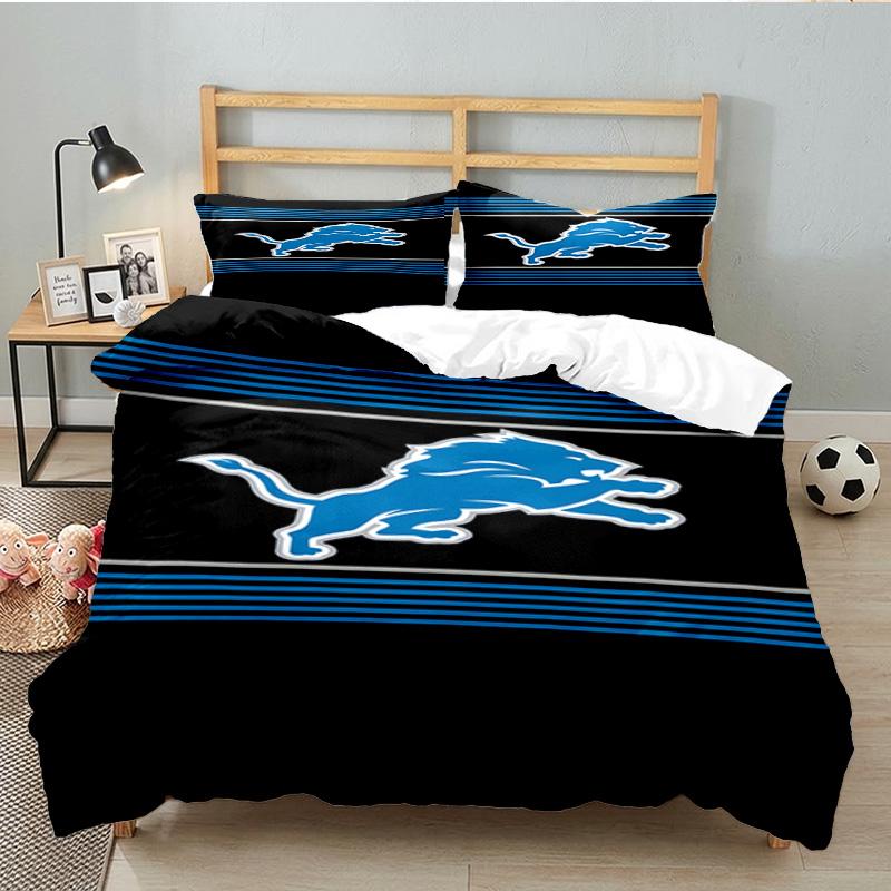 Detroit Team Spirit 3pcs Bedding Set,Including 1pc Duvet Cover And 2pcs Pillowcases Perfect Gift for Christmas,Ideal for Bedroom, Dormitory