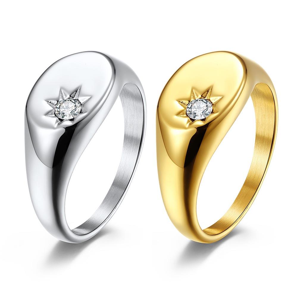 Titanium Steel Ring Fashio CZ Zircon Star Finger Ring for Women Men Party Minimalist Jewelry Accessories Gift