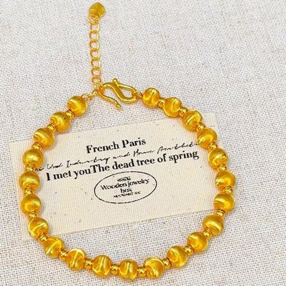 Matte Finish Gold Cat's Eye Bracelet Intertwined Pattern Round Gold Hand Chain Daily