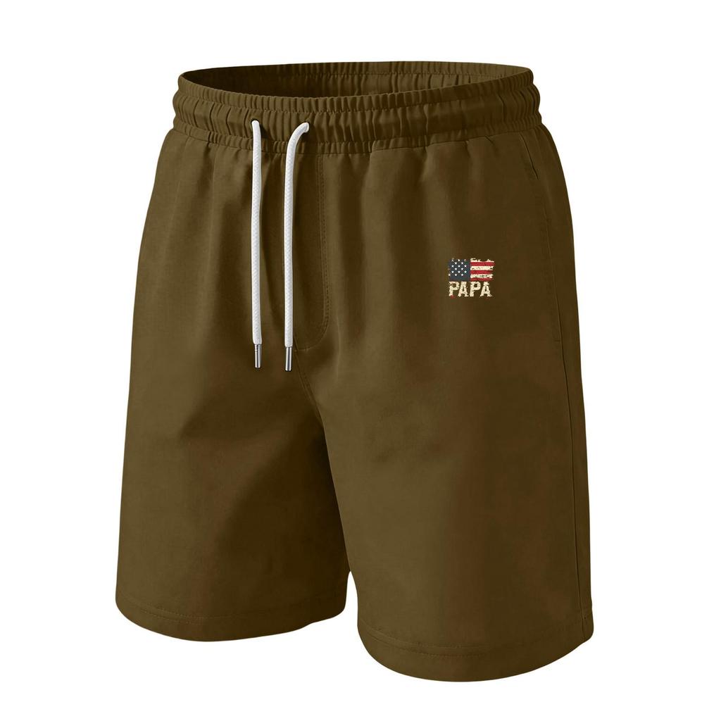 Men's Father's Day & Independence Day Flag Printed Casual Drawstring Waist Shorts