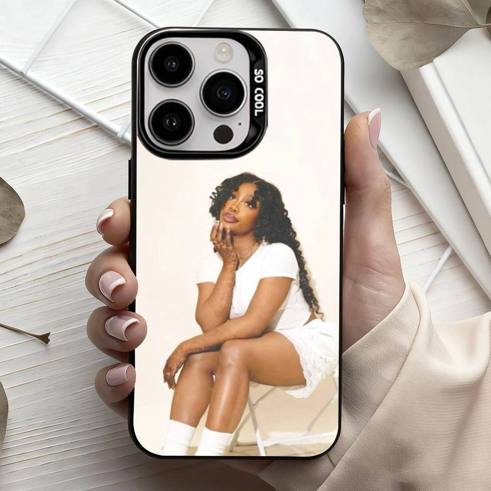

Fashionable S-SZA-A Singer Phone Case For iPhone17,16,15,14,13,12,11 Plus,Pro Max Black Candy Silver Plated Cover iPhone11PROMAX