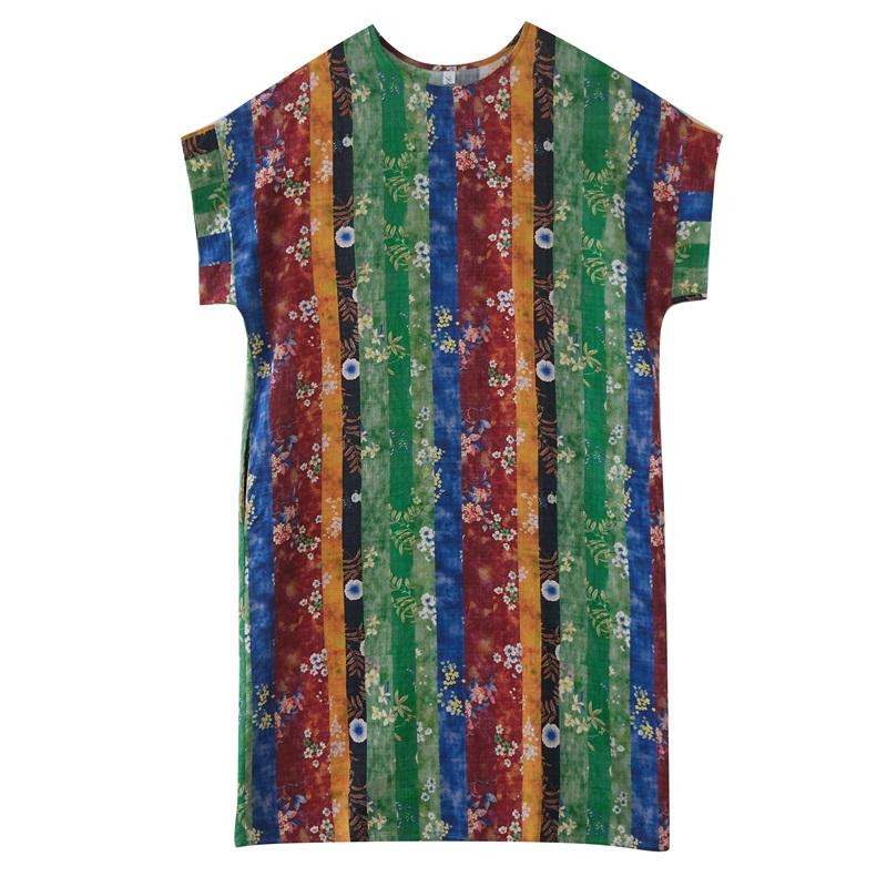 Short Sleeve Plus Size Cotton Vintage Floral New In Dresses for Women Casual Loose Long Summer Dress