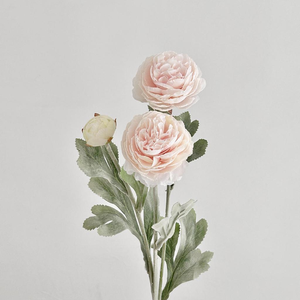 3-Head Flocked Lotus & Peony Faux Flower for Home Décor - Trendy Window Decoration Style Inspired by TikTok and Xiaohongshu