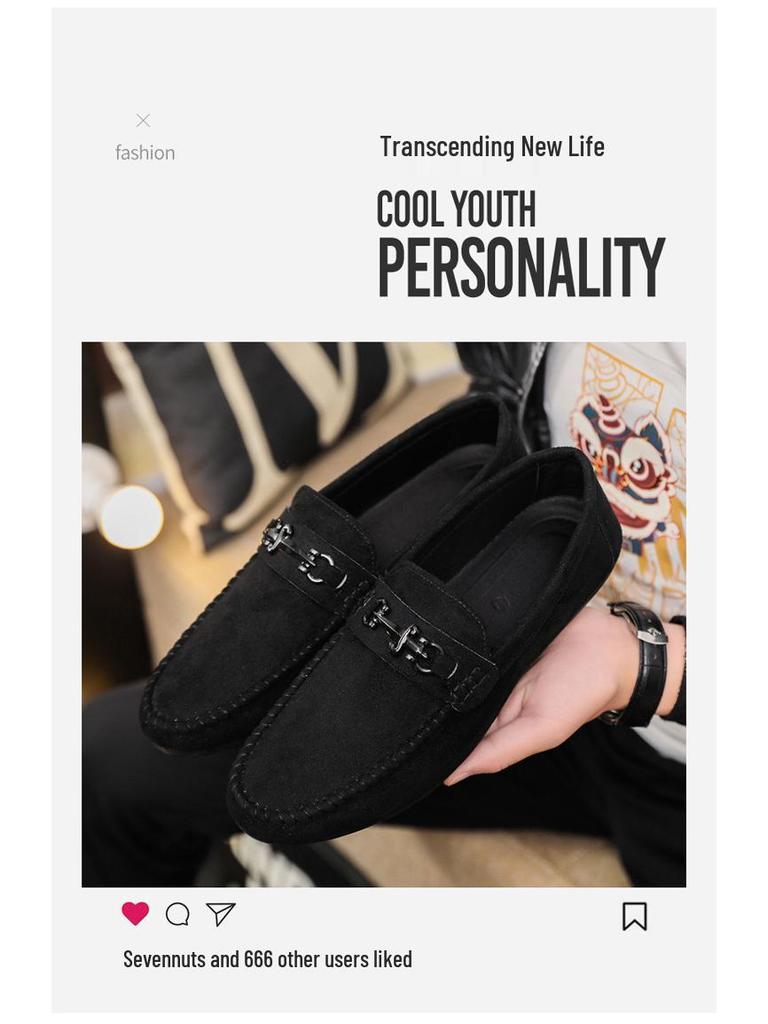 Waterproof Men's Slip-on Loafers - Casual Leather Driving Shoes for Fashion-Forward Youth.