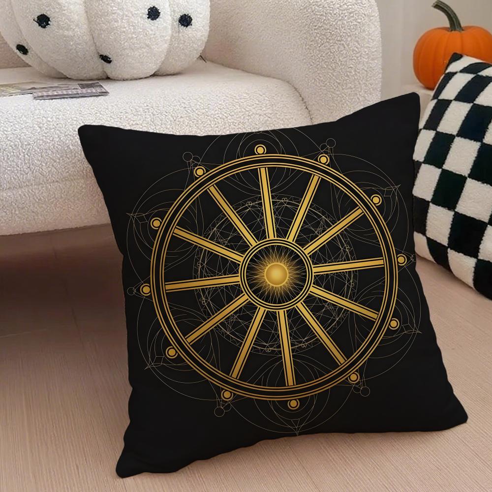 Classical traditional DDharma Wheel Cushion Cover Throw Pillow Cover Hidden Button Durable Polyester Chair Cushion