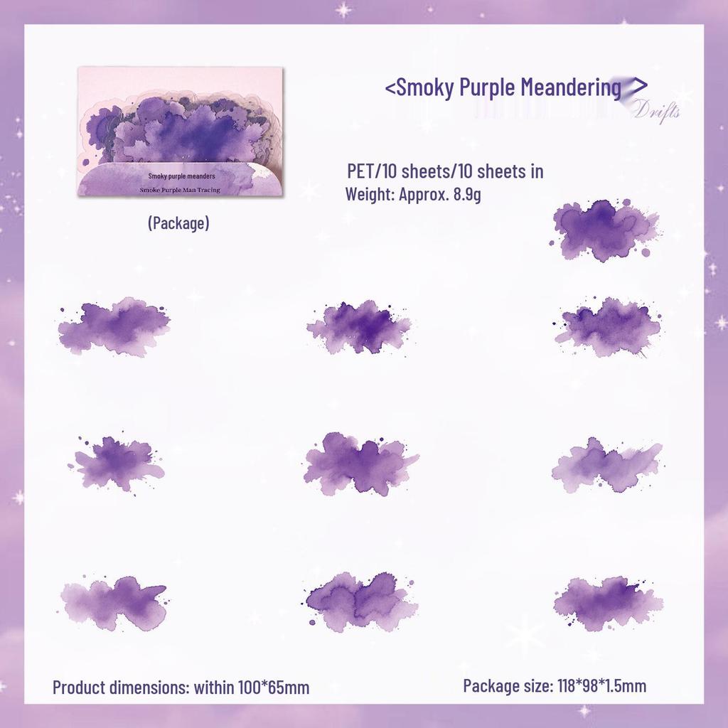 Cloud Dye Sky Light Watercolor Sticker Pack: 6 Blended Cloud Themes for Journals