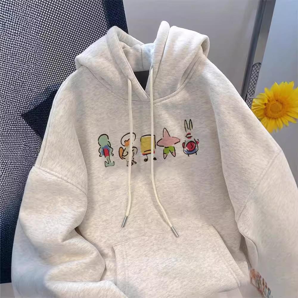 Milk Silk Hooded Sweatshirt, Round Neck, Silver Fox Fleece, 320g