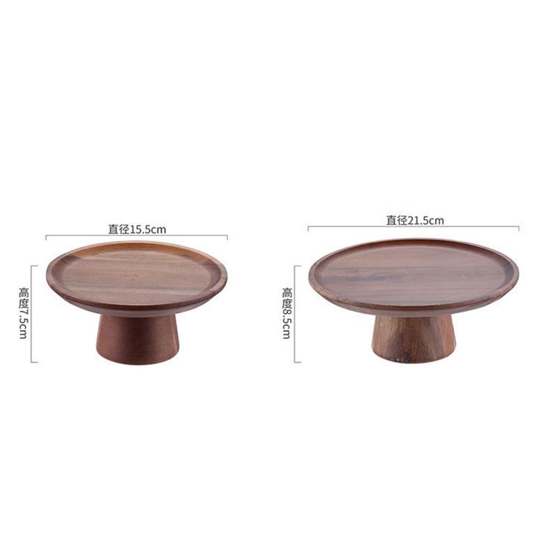 Japanese-style Acacia Wood High Foot Cake Plate Wooden Tray Decoration Wedding Dessert Plate Home Fruit Snack Tray Home Decor