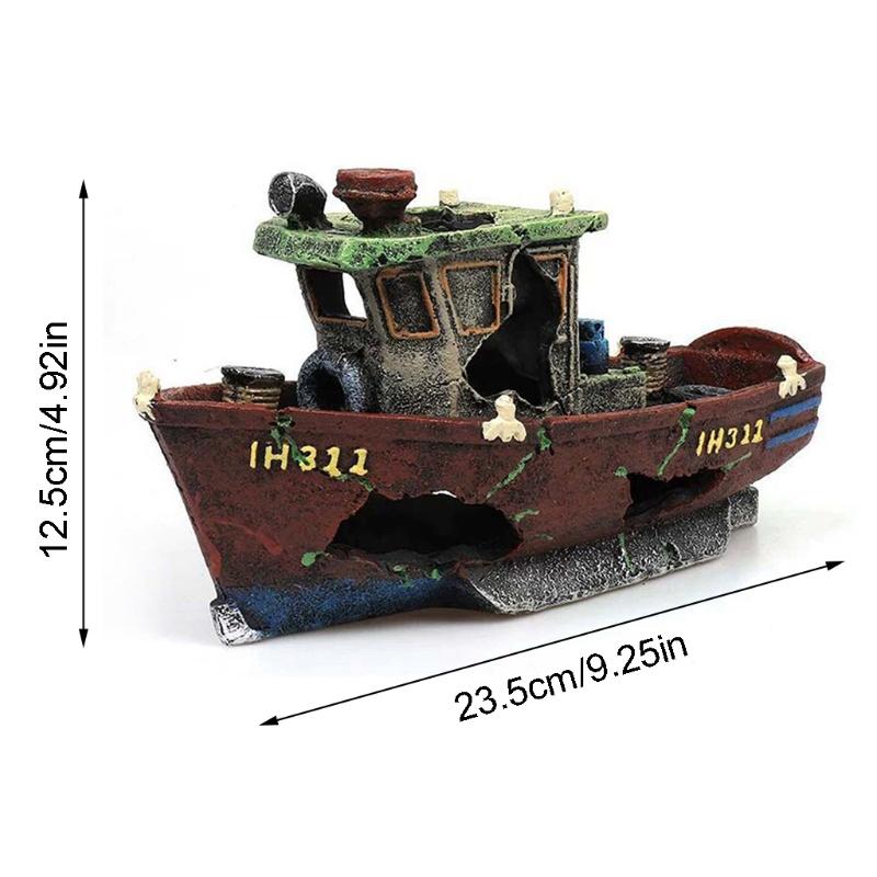 Creative Aquarium Sunken Ship Decorations Resin Pirate Ship Submarines Ornaments Landscaping For Small Medium Fish Tank