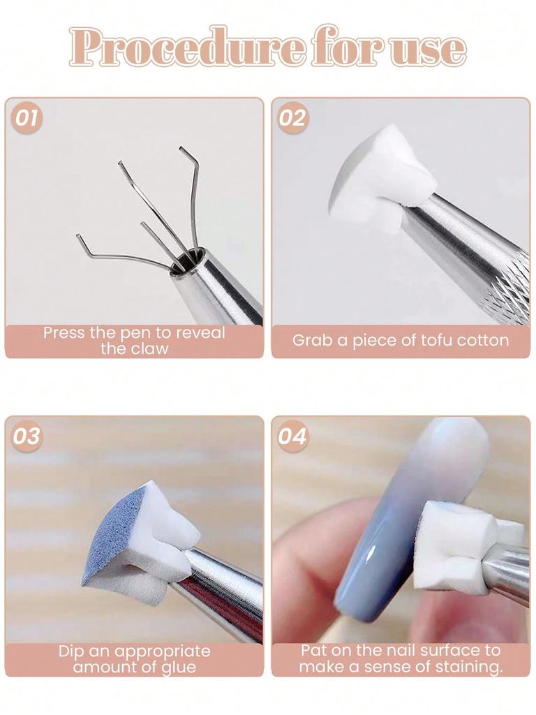 1/2 Set 1cm Mini Tofu Sponge For Nail Art Gradient & Blending, Grabber Brush Tools With Cheek Stamping Pad, Makeup Stamping Kit