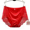 1PC Lace Printed Flower Underwear Mid Waist Briefs Women Panties Hollow Cotton Breathable Underpants Silk