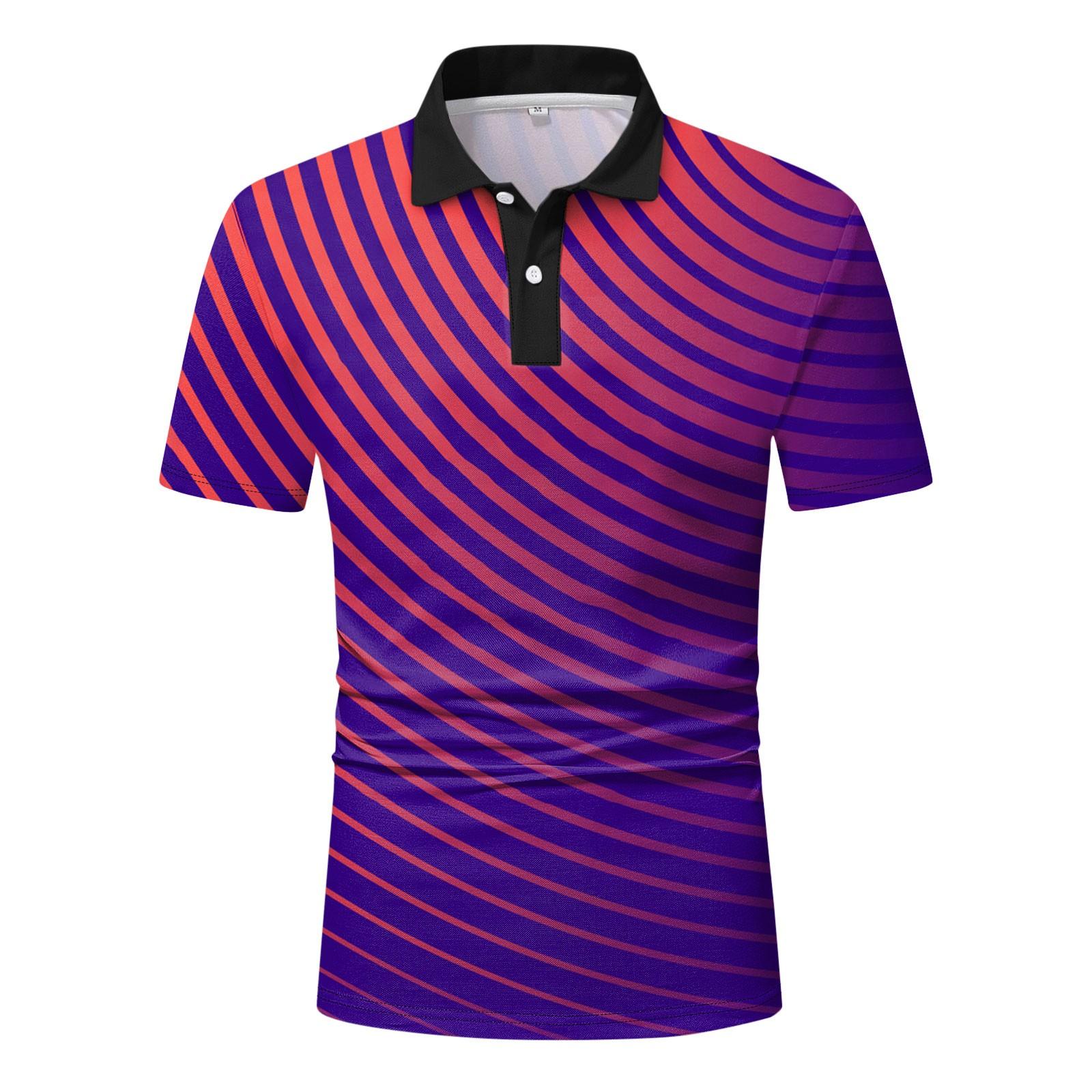 

Мужская летняя спортивная рубашка с короткими рукавами и пуговицами с лацканами, повседневные дышащие удобные топы для гольфа M фиолетовый