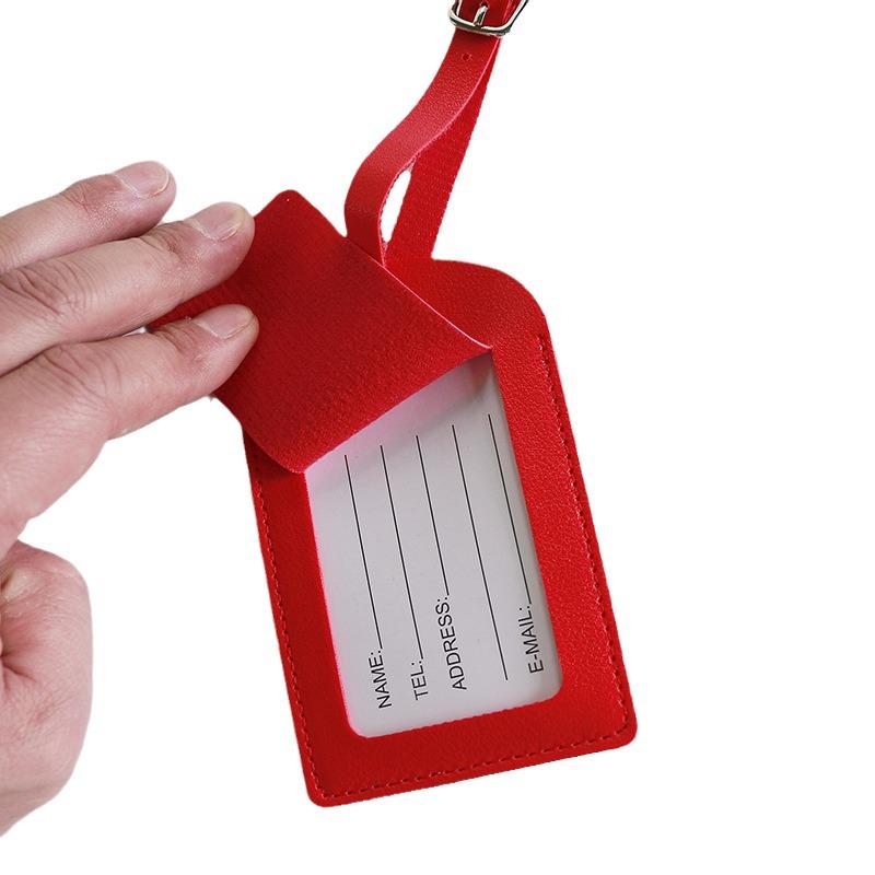 Thickened PU Luggage Tag with Pocket, Buckle, and Signature Paper