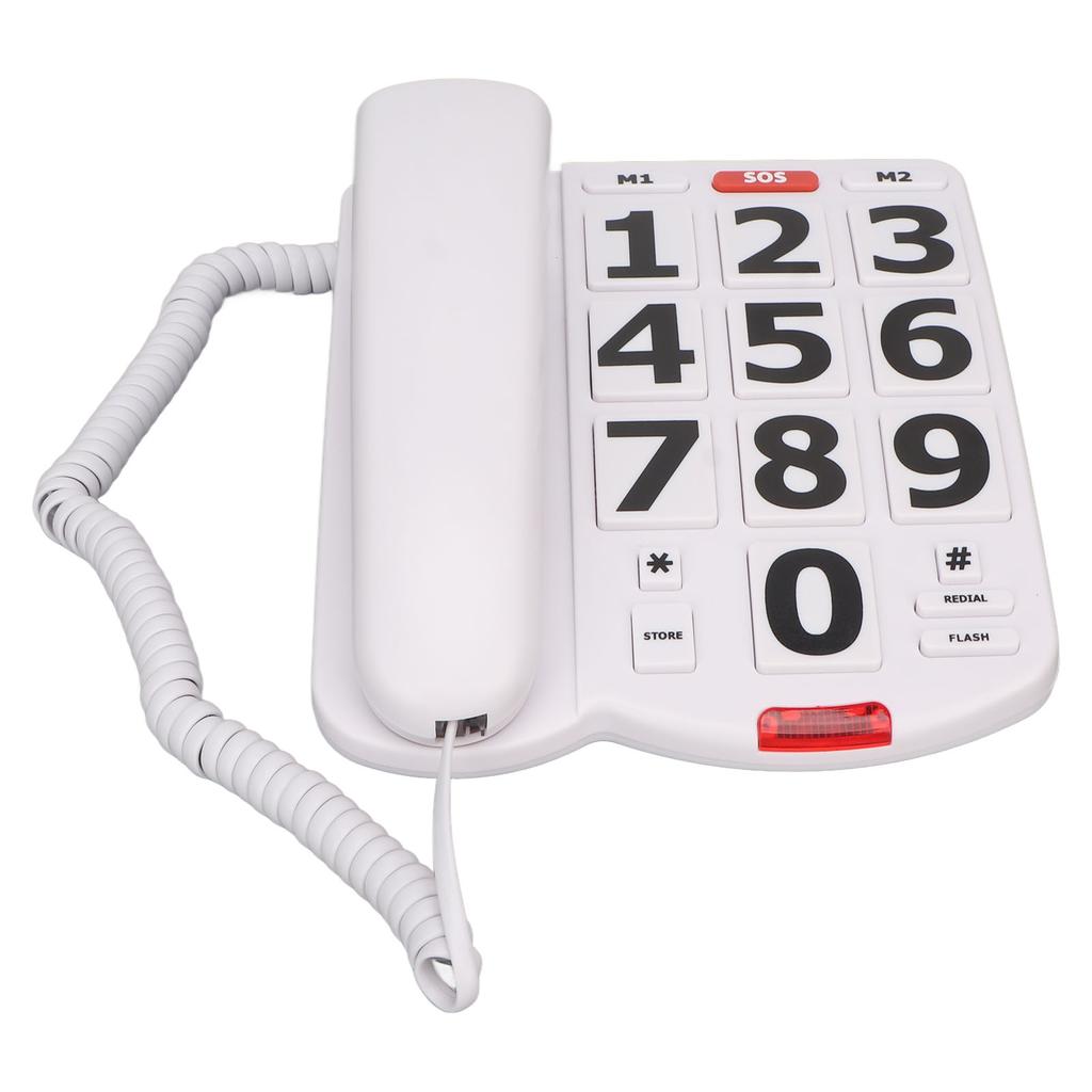 Big Button Phone Simple Classic Adjustable Volume Home Landline Phones for Seniors White