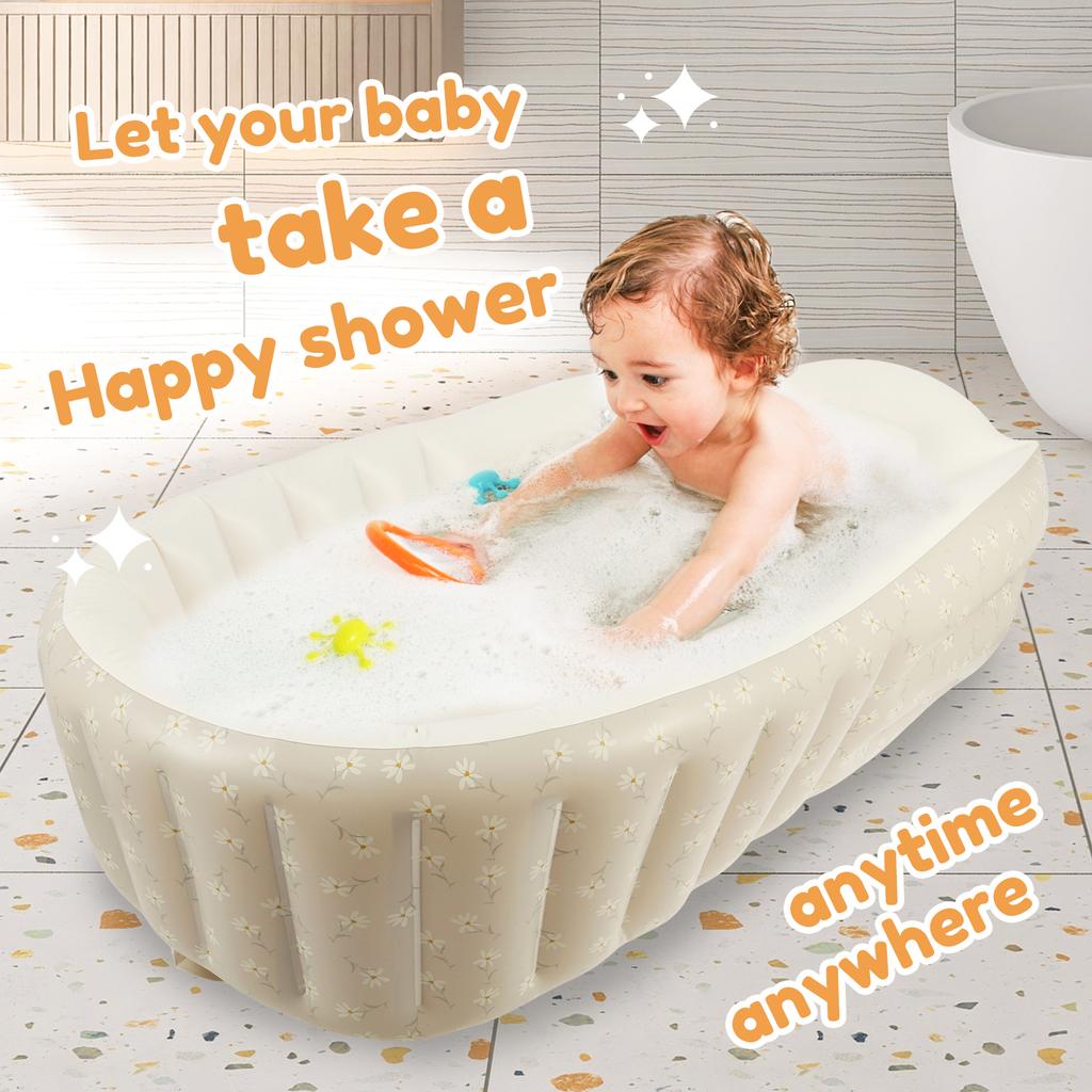Baby Inflatable Bathtub Baby Portable Outdoor Inflatable Pool Anti Slip Infant Bath Tub PVC Folding Learning Seat for Home
