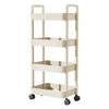 Carro con Manillar y Estante de Almacenamiento, de Pie, Almacenamiento Multicapa para Cocina, Baño, Snacks y Artículos de Tocador