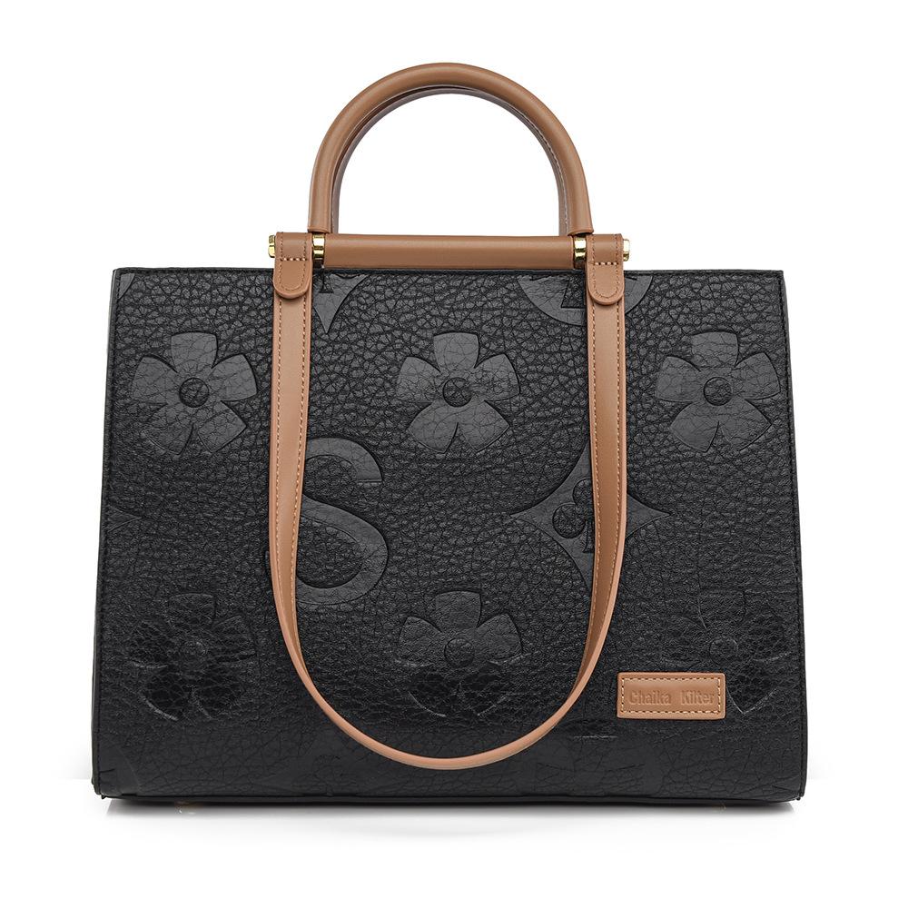 Tote Bag European And American Fashion Embossed Large Bag Simple High-end Commuter Bag