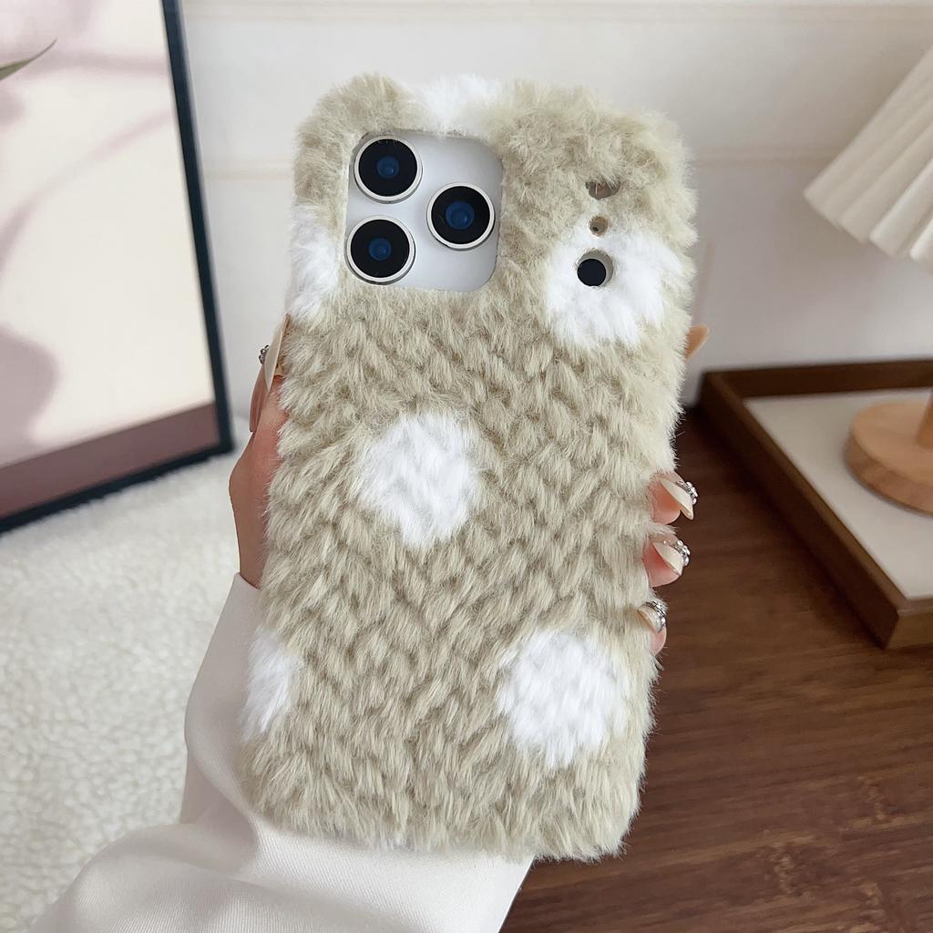 For iPhone 17 Pro Max Case Polka Dot Plush Soft TPU Phone Protective Cover