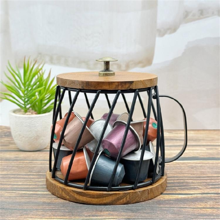 Fashionable Coffee Accessory Storage Basket With Protective Lid Portable for Maintaining Cleanliness and Order