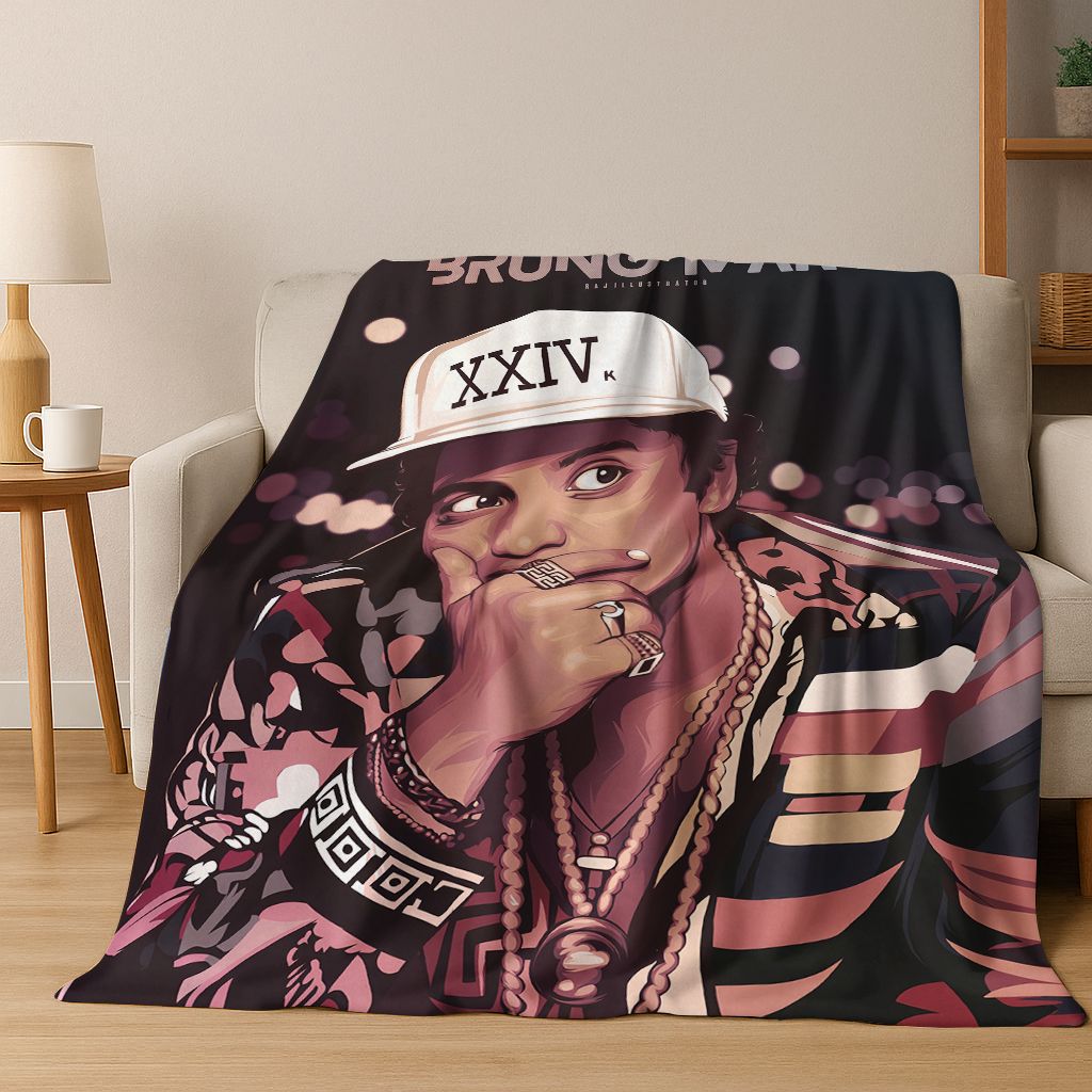 3D Bruno Mars Superstar Flanelldecke, kuschelweiche Überwurfdecke für Zuhause, Schlafzimmer, Bett, Sofa, Picknick, Büro, Geschenk für Kinder