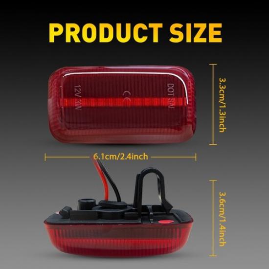 4Pcs Amber/Red Len LED Side Marker Lights Lamps For 2015- Chevy Silverado