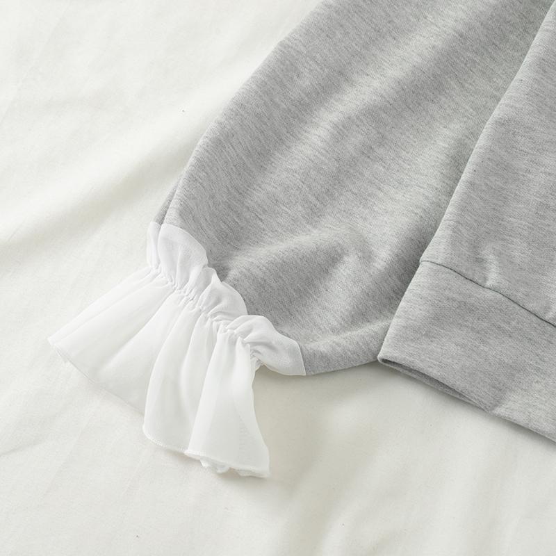 VONDA Women Lace Crochet Long Sleeve Patchwork Casual Pullovers Blouse