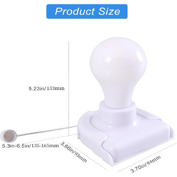 2 Pack Stick-Up Battery Operated Light Bulb, Battery Powered Wireless LED Closet Light Bulb, Self Adhesive Wall Mounted Light Fixture with Pull Chain