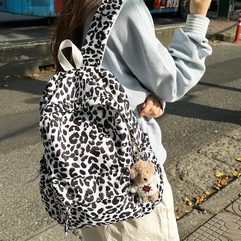Leopard Print Schoolbag Women's Lightweight Backpack