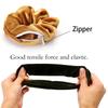 Velvets Scrunchies with Zippered Pocket Elastic Hair Bands for Women and Girls Colorful Ponytail Holders Accessories