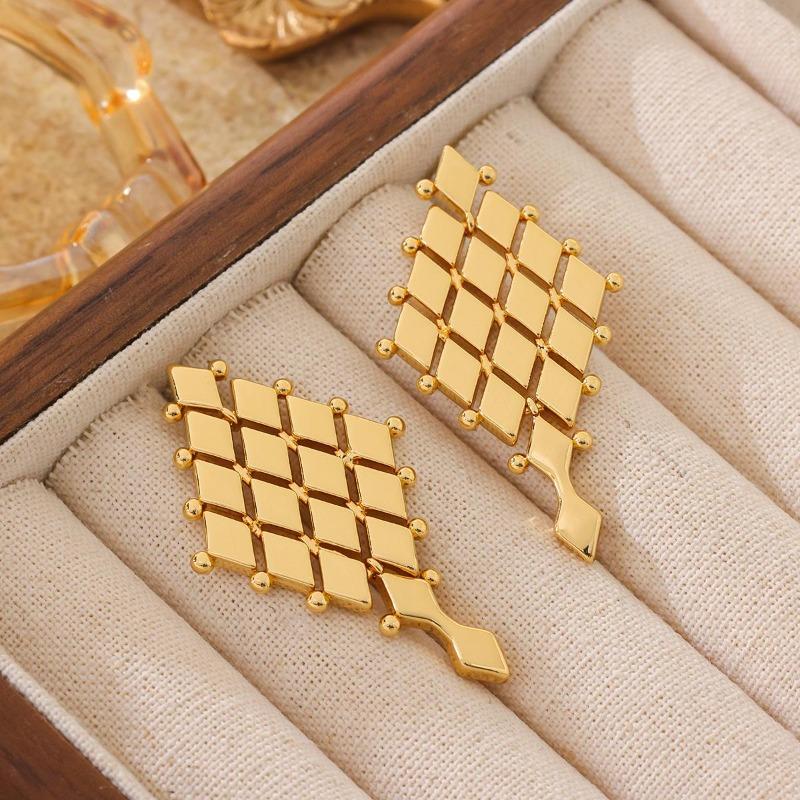 Square Mesh Earrings, Japanese And Korean Fashion Trend High-End Earrings, The Star Has The Same Autumn And Winter Women S Earrings.