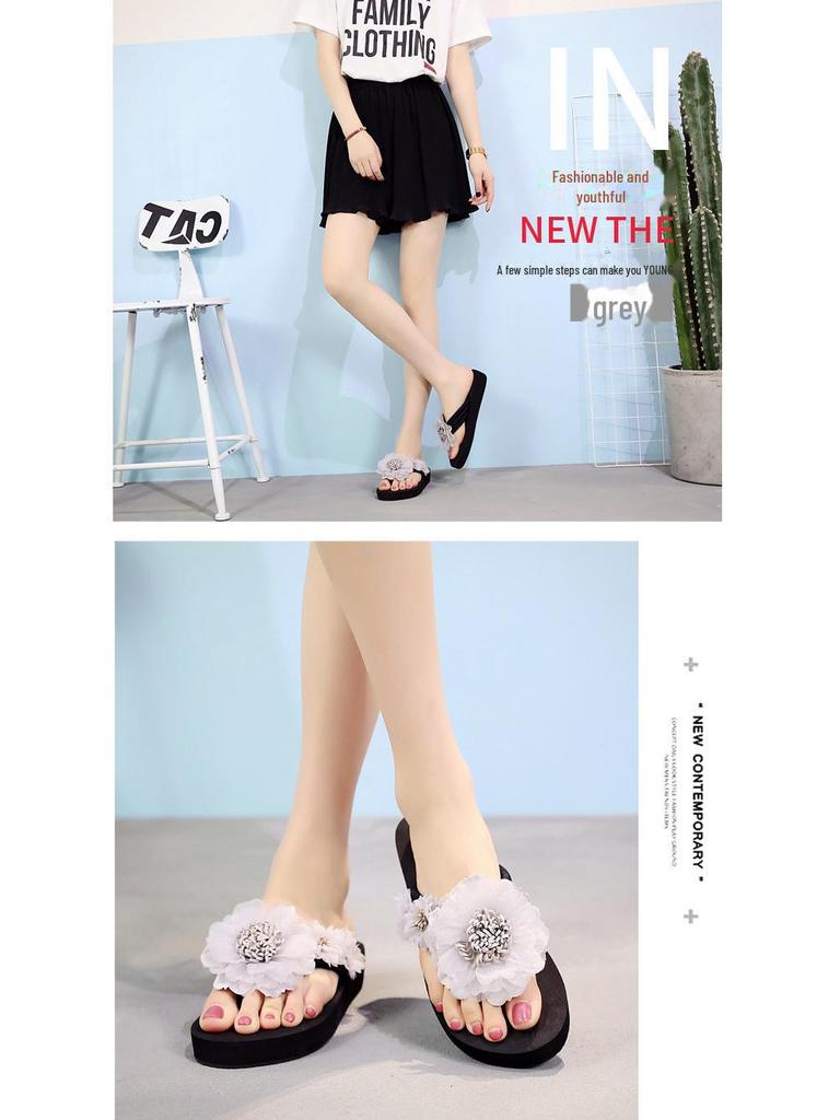 "Shanjiao 2025 Women's Handmade Black Flip Flops - Summer Fashion Non-Slip Beach Slippers with Thick Sole"